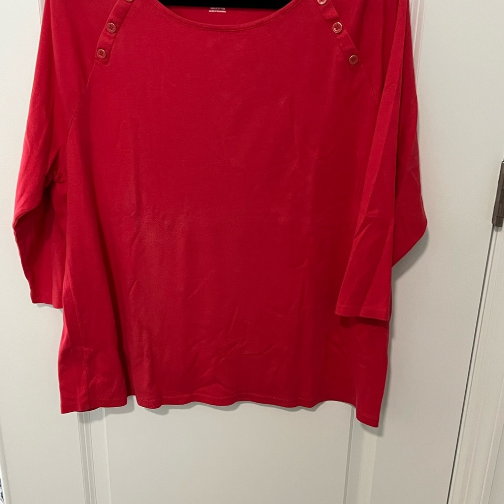 Talbots Red Boxy Buttoned Blouse
